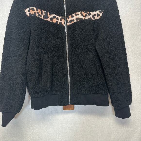 Zyia Active Leopard Flying V‎ Teddy Fleece Full Zip High Pile Jacket Size S - Picture 4 of 10